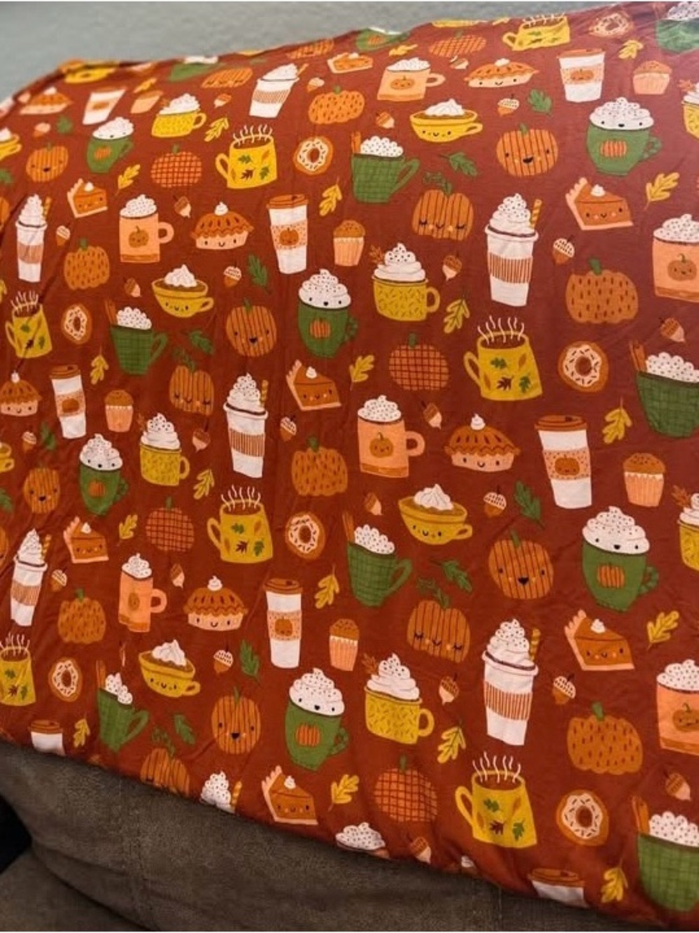 Autumn Pumpkin Spice Mug Pattern Throw or Fabric